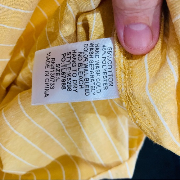 Umgee New W/Tags Yellow Cotton Smocked Front Square Neck Dress Sz L - Picture 5 of 5